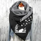Женская модная шаль с милым рисунком кошки, Женская Ретро многофункциональная шаль, шарф на пуговицах, женский платок, шарф