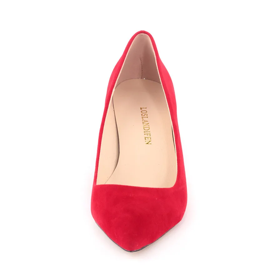 Женские замшевые туфли-лодочки на высоком каблуке с острым носком - купить по