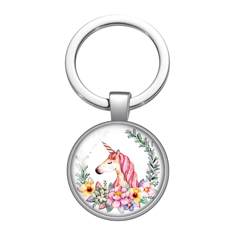 Брелок для ключей в виде единорога мечты надежды стеклянный брелок с кабошоном