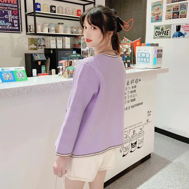 

Women's Cardigan Spring Autumn Single Breasted Solid Korea Style Pockets Ladies Sweaters Casual Long Sleeve V Neck for Female