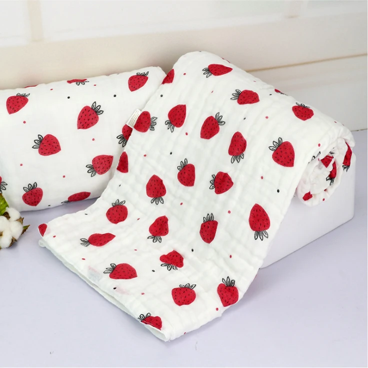 Strawberry 1 шт. детские пеленки wayoyoli 70*140 см, 6 слоев одеяла для младенцев, муслиновые хлопковые детские мягкие банные накидки - Цвет: Strawberry