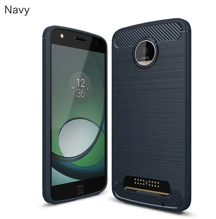 navy Тонкий чехол из углеродного волокна для Motorola Moto Z Play XT1635, чехол для Motorola Moto G5 G5S G6 Plus G7 Play E4 E5 - Цвет: navy