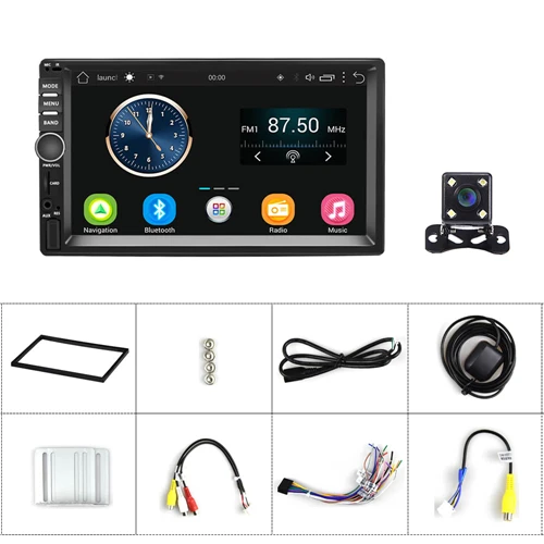 With 4 LED Camera Podofo Автомагнитола 2 Din Android GPS Wifi Bluetooth USB аудио Навигация стерео " Универсальный Автомобильный плеер Поддержка камеры резервного копирования - Цвет: With 4 LED Camera