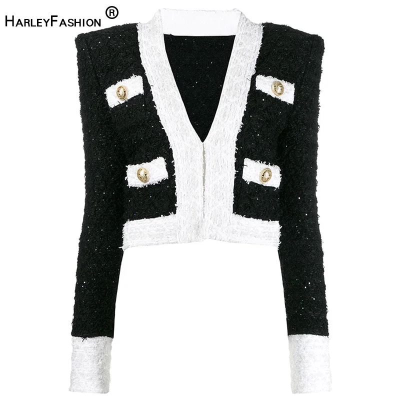 HarleyFashion шикарное короткое пальто новое роскошное из твида контрастного цвета с