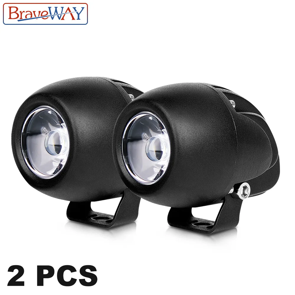 2 PCS BraveWay светодиодный головной светильник для мотоцикла, противотуманные фары, дополнительный светильник для мотоцикла, ATV, грузовик, вспомогательная лампа для мотоцикла, вспомогательное Вождение DRL 12 в 24 В - Цвет: 2 PCS