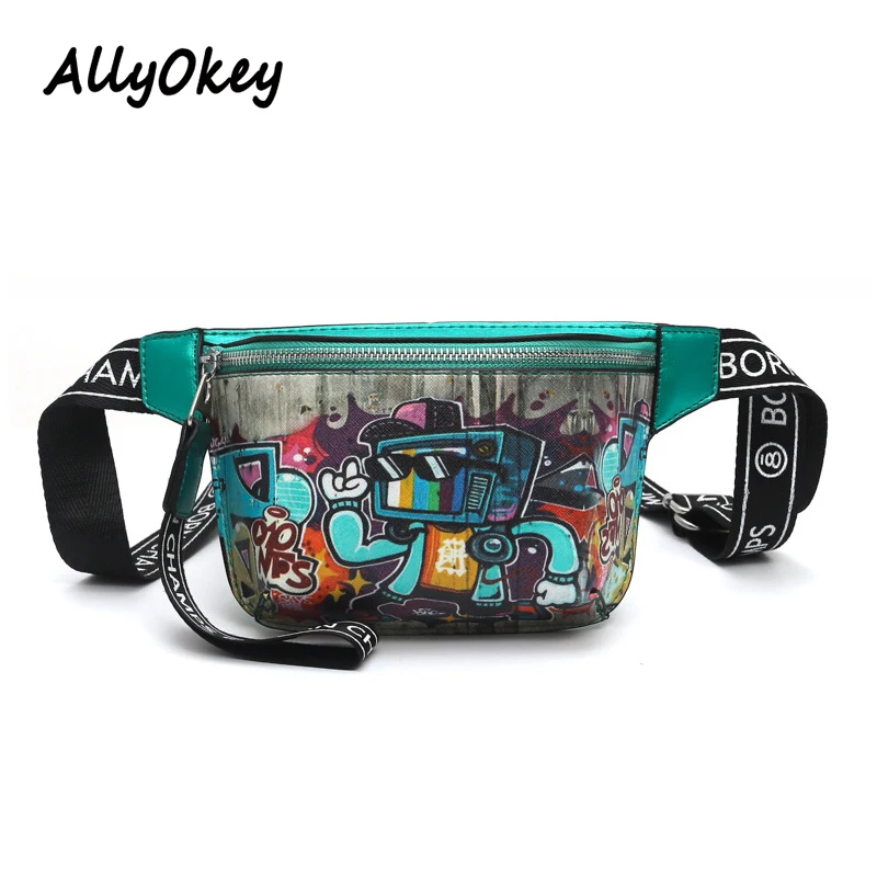 Fanny Pack Women Waist Bag Leather Crossbody Belt Shoulder Bags Waist Packs Girls Waterproof Street Sport Cartoon Chest Bag N88