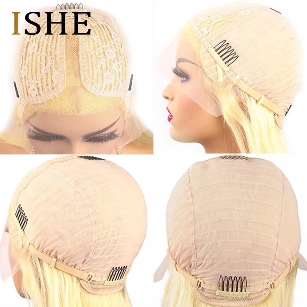 613 парик блонд на сетке спереди из человеческих волос прямой прозрачные парики