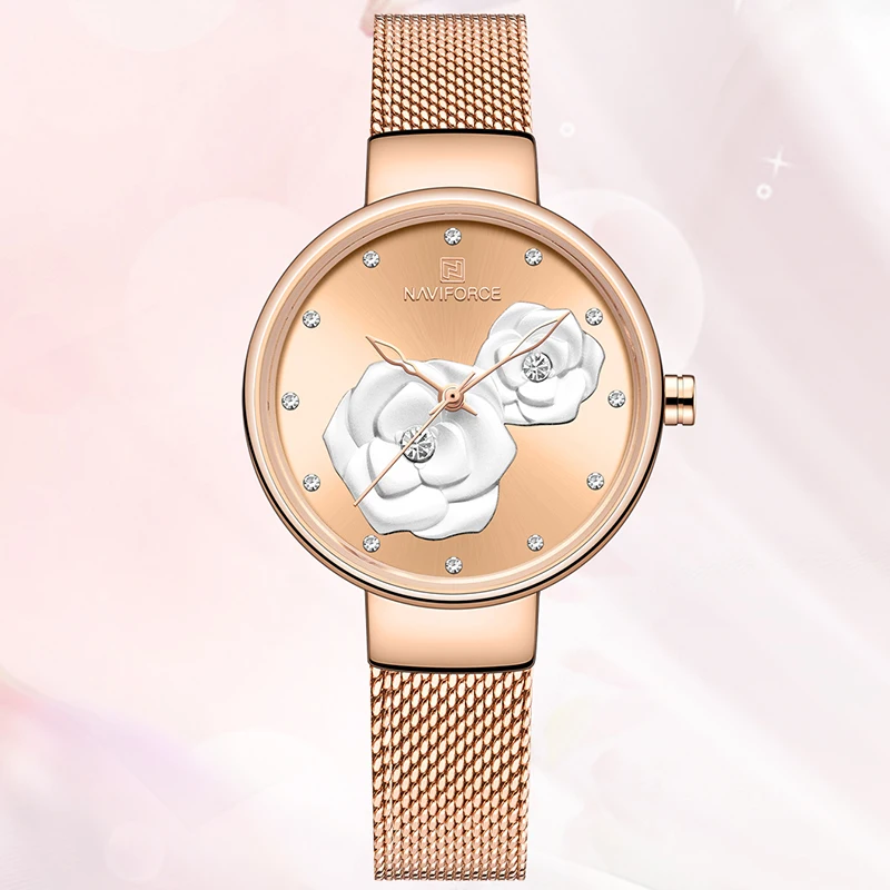 Часы наручные NAVIFORCE женские кварцевые роскошные брендовые стильные креативные с