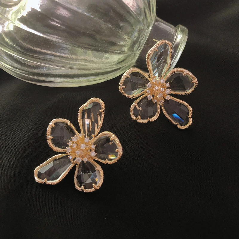 Timeless Wonder Amazing Crystal Stone Cut Flower Drop Statement Earrings Women Jewelry Punk Gothic Boho Trendy Top Sweet 3246 | Украшения и