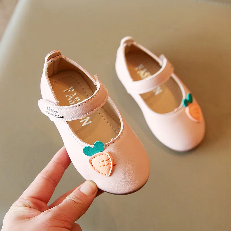 EKOPCZ Baby Toddler Shoes Girl Cute Carrot Princess Leather White Pink Soft Sole Kids Flat Mary Jane Children |