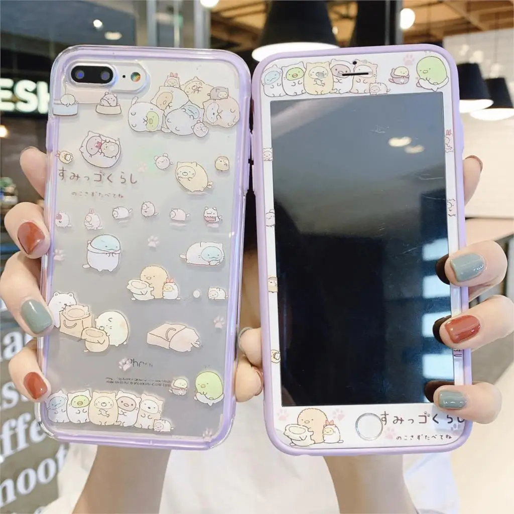 Закаленное стекло Sumikkogurashi с мультяшным рисунком Защита экрана для iPhone X XR XS 6 S 7 8