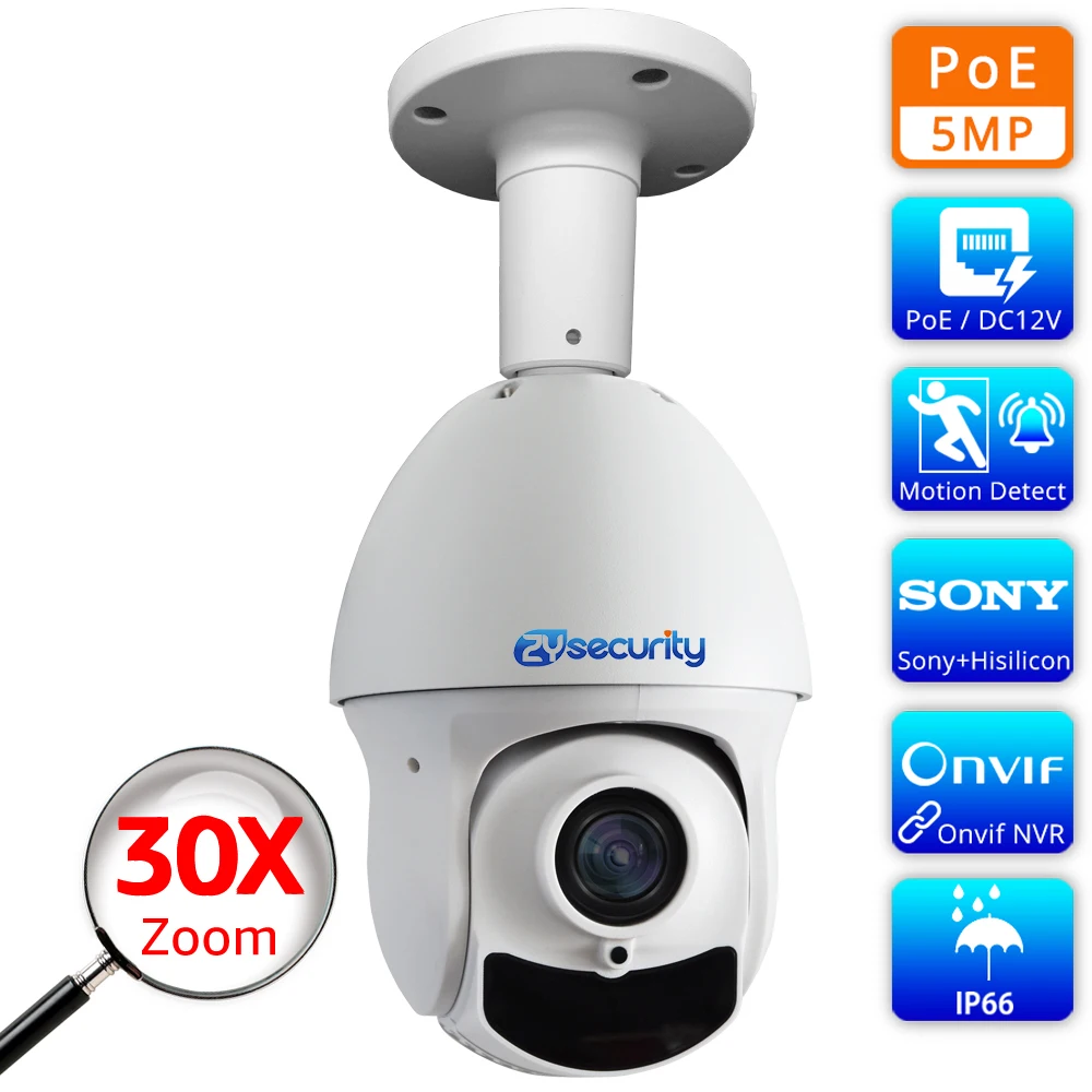 

Ceiling Mount IP PTZ Camera 30X Zoom Outdoor 5MP 80MT IR Night Vision 48V PoE Network Wired Speed Dome Camera Video Surveillance