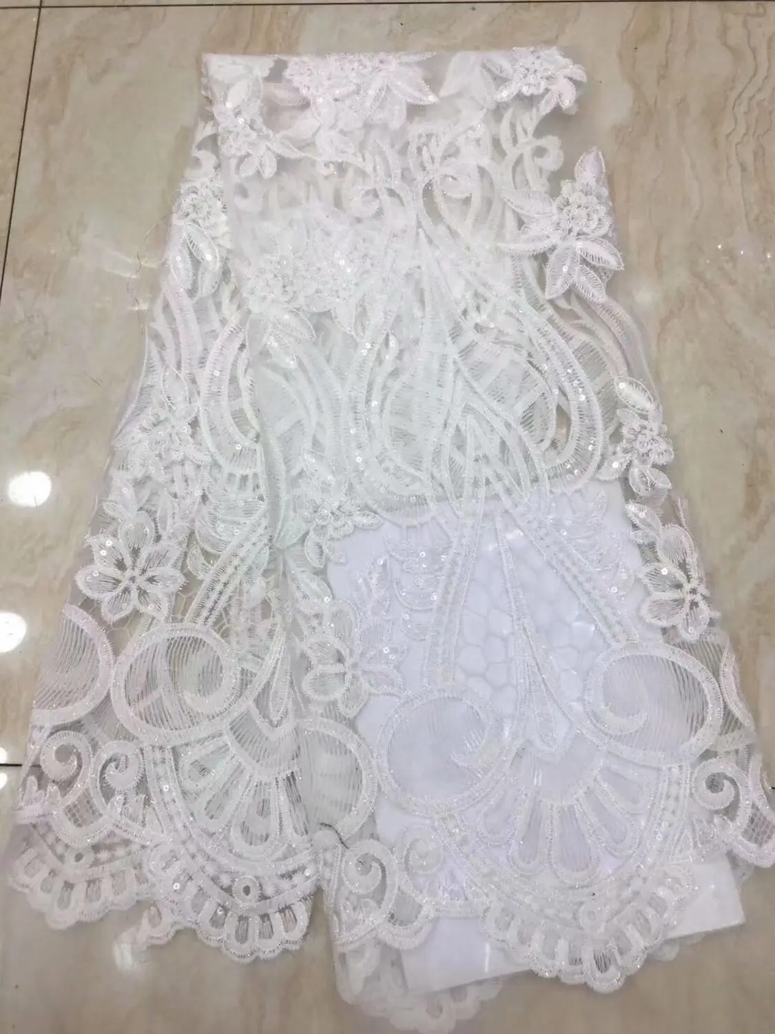 wholesale price African Guipure lace very neat embroidery Nigerian cord fabric with sequins high quality 5 yards FFD109 | Дом и сад
