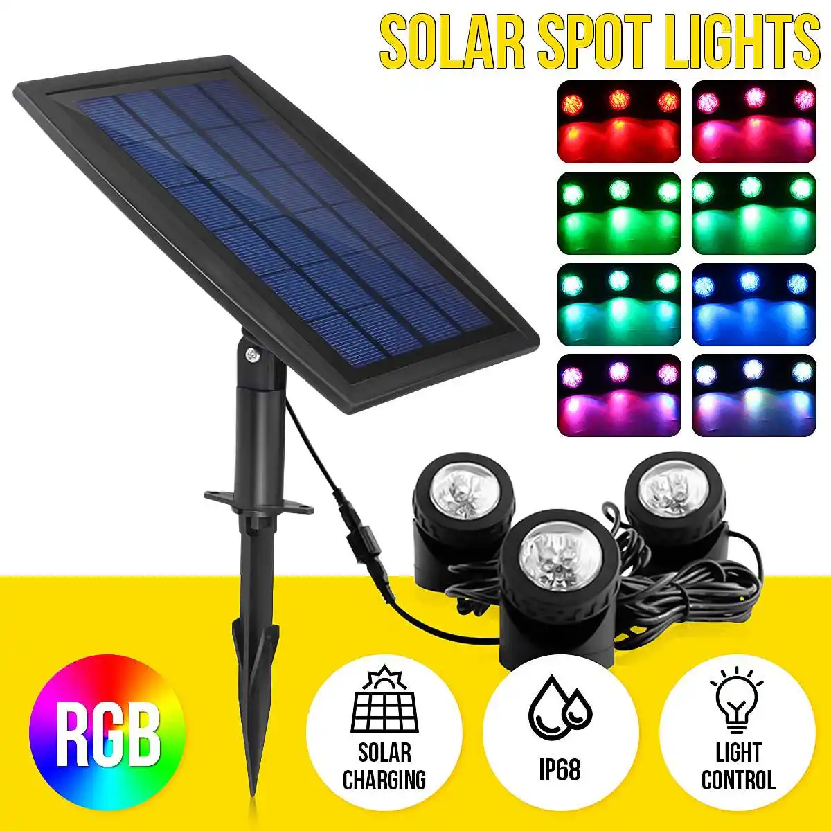 

18 LED Solar Powered Underwater Lights 3 Lamps Landscape Spotlight Projection Light for Garden Pool Pond Outdoor Lighting