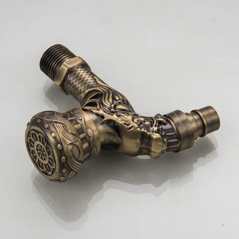 

Antique Bronze Dragon Wall Mounted Tap Sink Faucet Dragon Washing Machine Tap Drop Shipping