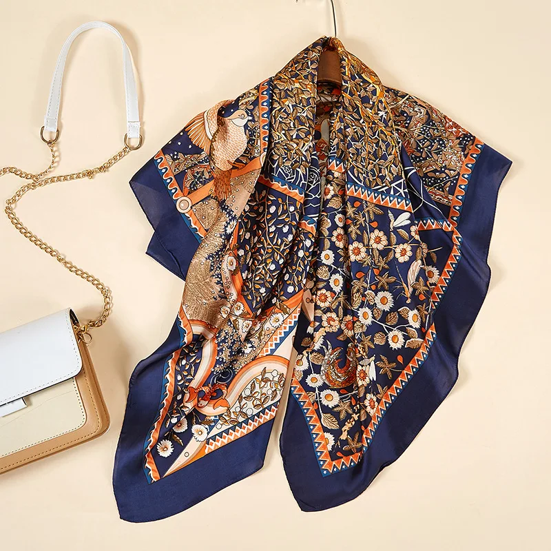 Роскошный брендовый шелковый шарф на лето квадратные женские шали и палантины