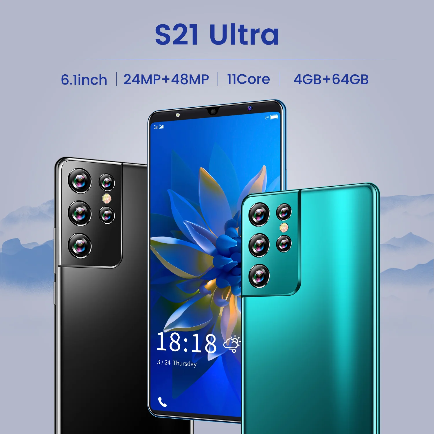 

2021 New Arrival Galxy S21 Ultra 6.1Inch 4+64GB 10Core Fingerprint ID Smartphones Global 4G 5G Face ID MT6889 Dual SIM 24+48MP