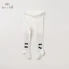 DB12171 dave bella осенние детские брюки для девочек, детские длинные брюки в горошек, вязаные леггинсы, детские брюки для малышей