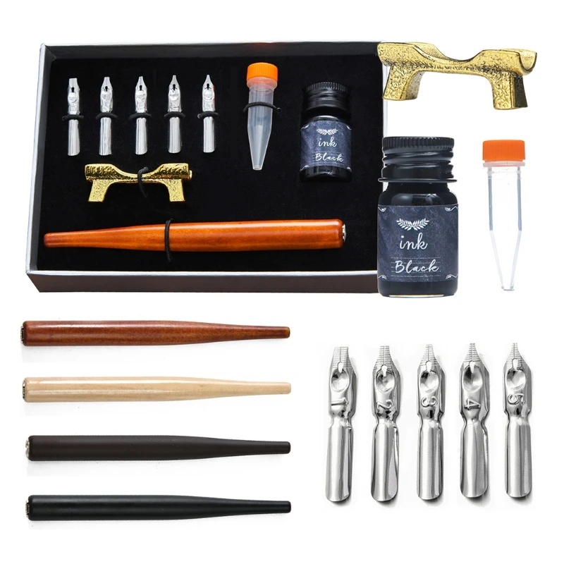 1 комплект Ретро каллиграфия авторучка с 5 чернилами набор Подарочная коробка для
