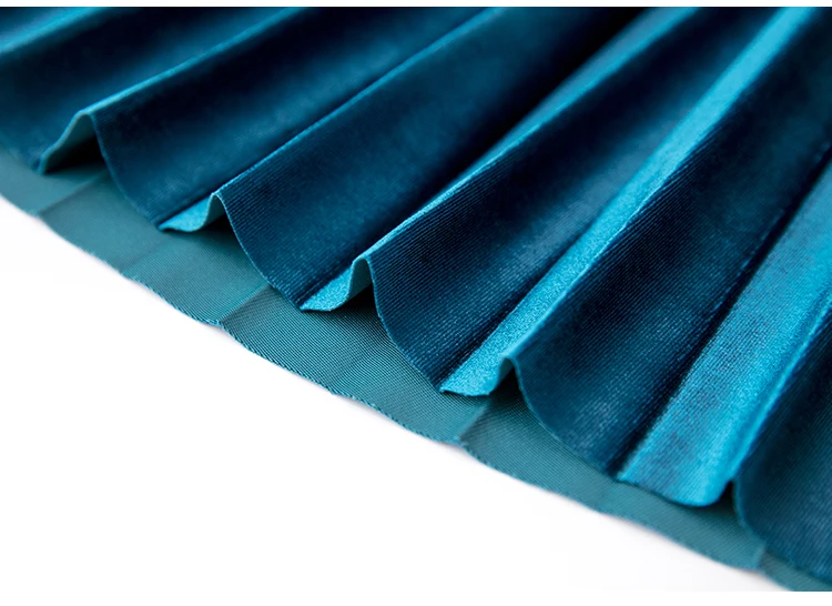 Бархатная юбка с высокой талией длинная Плиссированная 18 цветов размера плюс