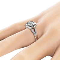 flower two tone zircon ring gorgeous champagne ring womens wedding ring jewelry