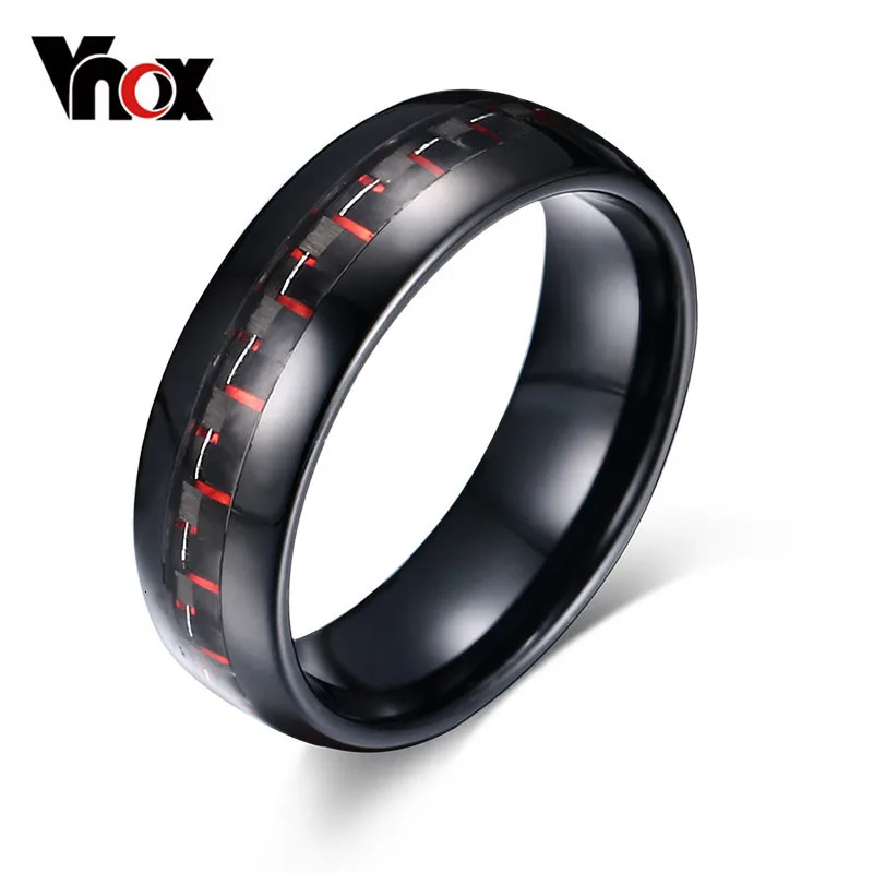 Vnox 100% Вольфрам кольца карбида для мужские черные углерода 8 мм Для мужчин S