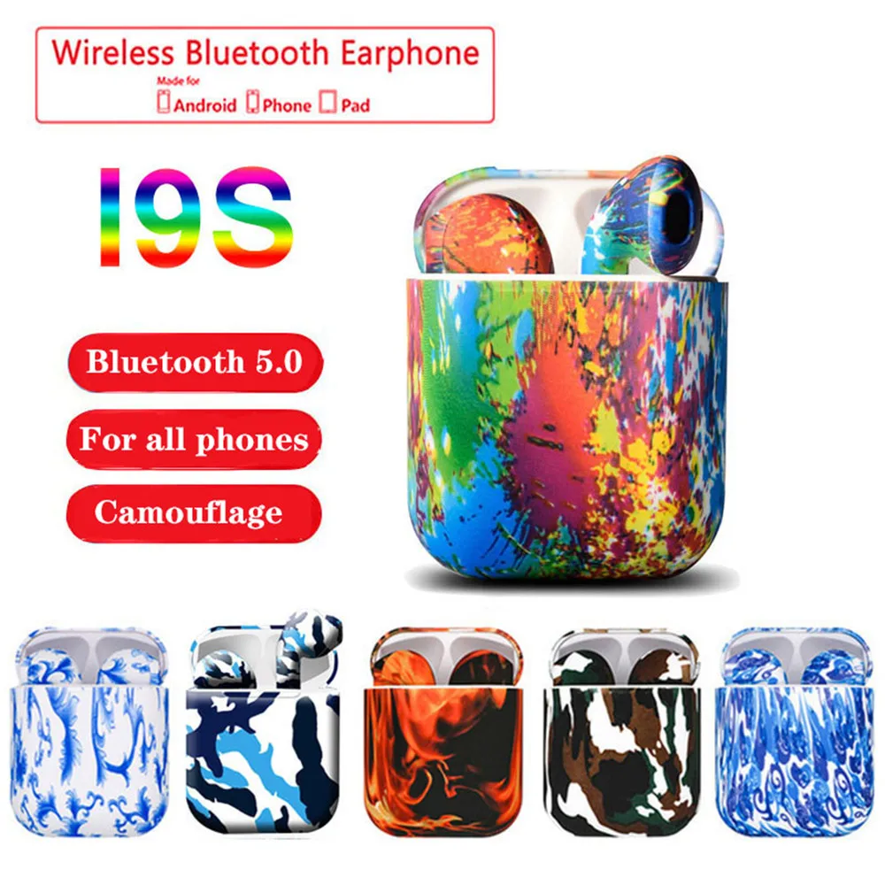I9s Tws мини Беспроводной Bluetooth наушники с камуфляжным принтом красочные ушной