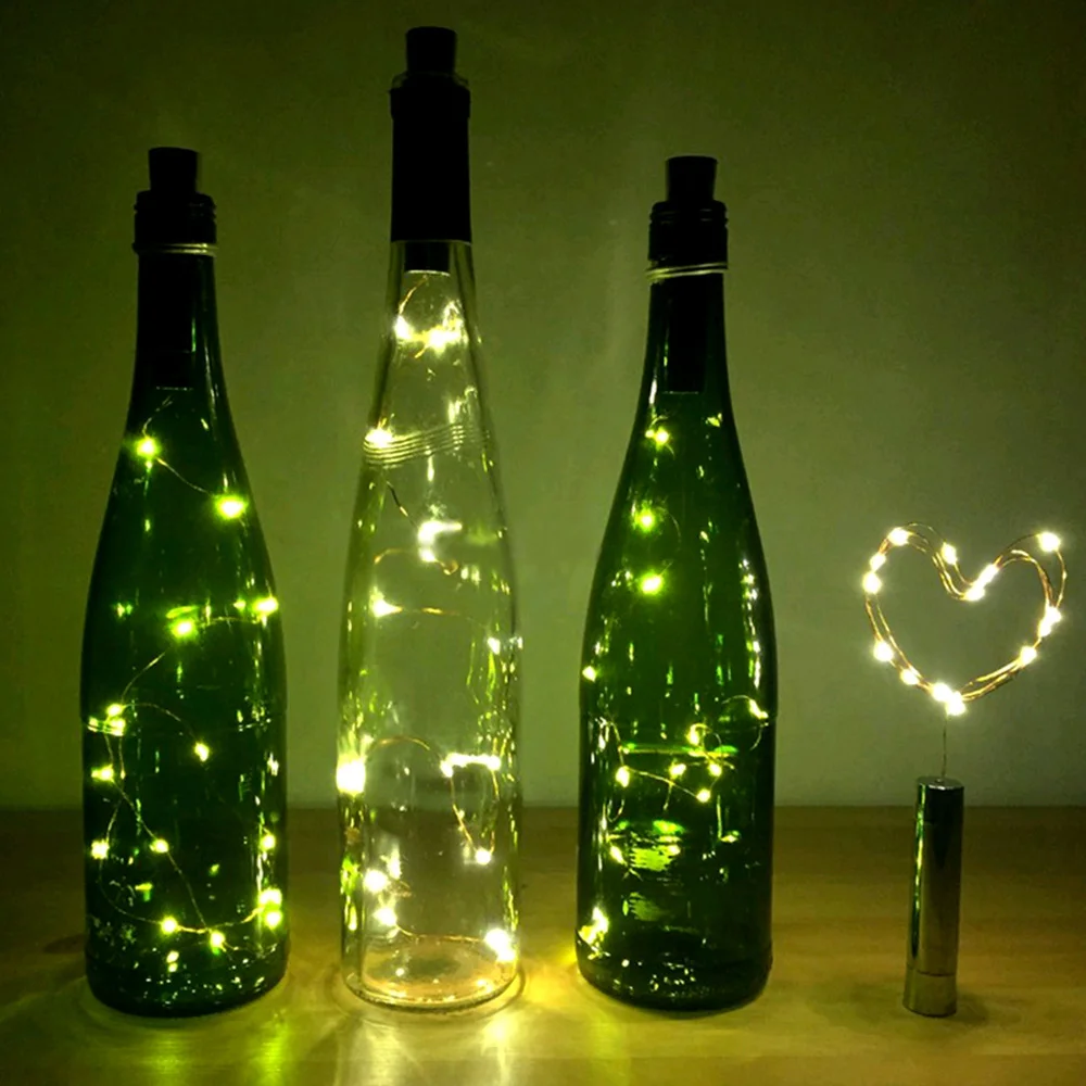 Светодиодный светильник 2 м 20LED серебряной проволоки бутылка Fairy Рождество