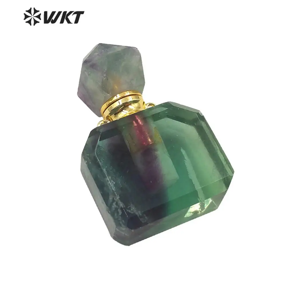 WT P1511 модный Радужный флюорит кубический камень флакон для духов женщин