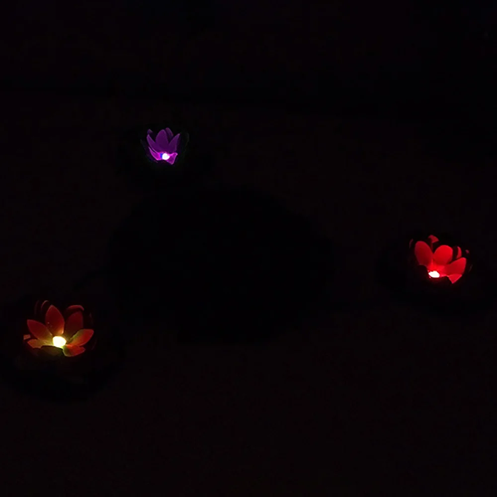 Креативный художественный плавающий Лотос на солнечных батареях Ночной