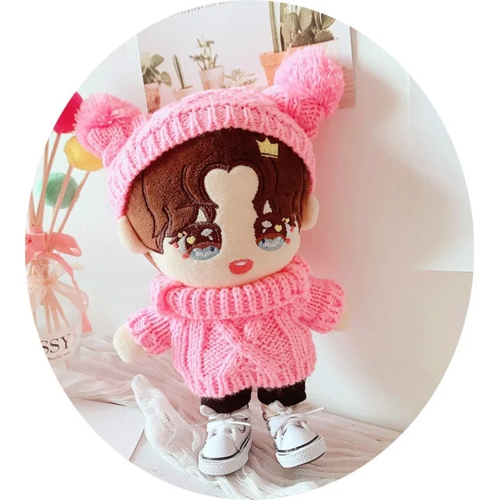 

Doll's Replaceable Clothes Toy Baby Wear 20 Cm Plush Toy Clothing Pink Ball Sweater Wool Hat Pants Christmas Gifts
