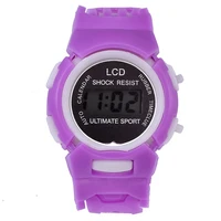 digital lcd purple cute girl kids wristwatch silicone strap waterproof children fashion sport watch alarm hand clock