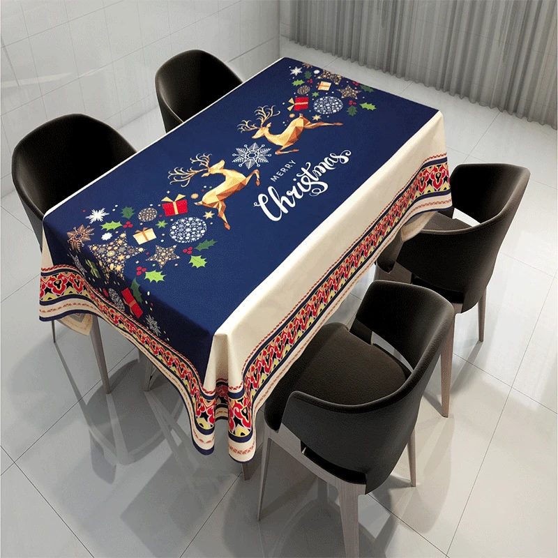

Christmas Fabric Waterproof And Antifouling Creative Printing Tablecloth European Style Christmas Tablecloth Table Cover
