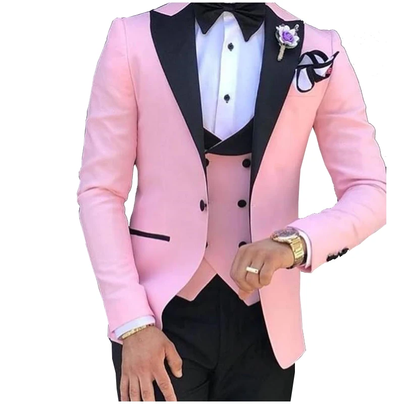 Мужские смокинги 3 штуки облегающие свадебные костюмы жениха модные вечерние для