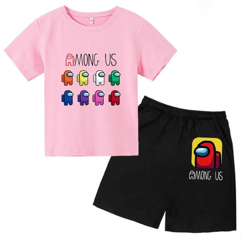 

Children's cartoon set, short sleeve T-shirt and trousers, 4-14 years old children's sports set