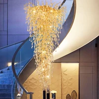 modern luxury crystal chandelier romantic aluminum chandeliers lights fixture long stairway hall lobby restaurant hanging lamps
