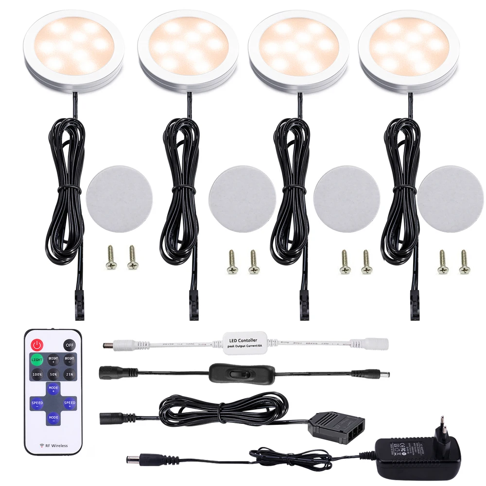 AIBOO-lámpara LED regulable para debajo del armario, accesorio de iluminación para encimera de cocina, 3/4/6 unidades