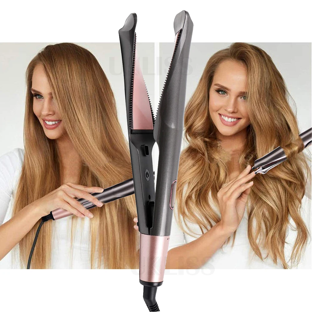 

2 In 1 Hair Straightener Curler Electric Ceramic Flat Iron Hair Straighteners Curling Iron Tourmaline Hair Curlers Hair Style