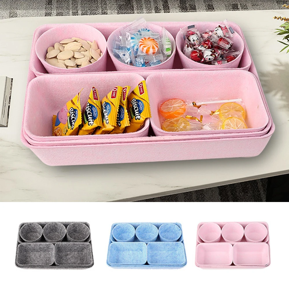 

8Pcs Set Felt Snacks Stationery Storage Organizer Drawer Storage Box Office Trays Storage Bins For Accessories Storage