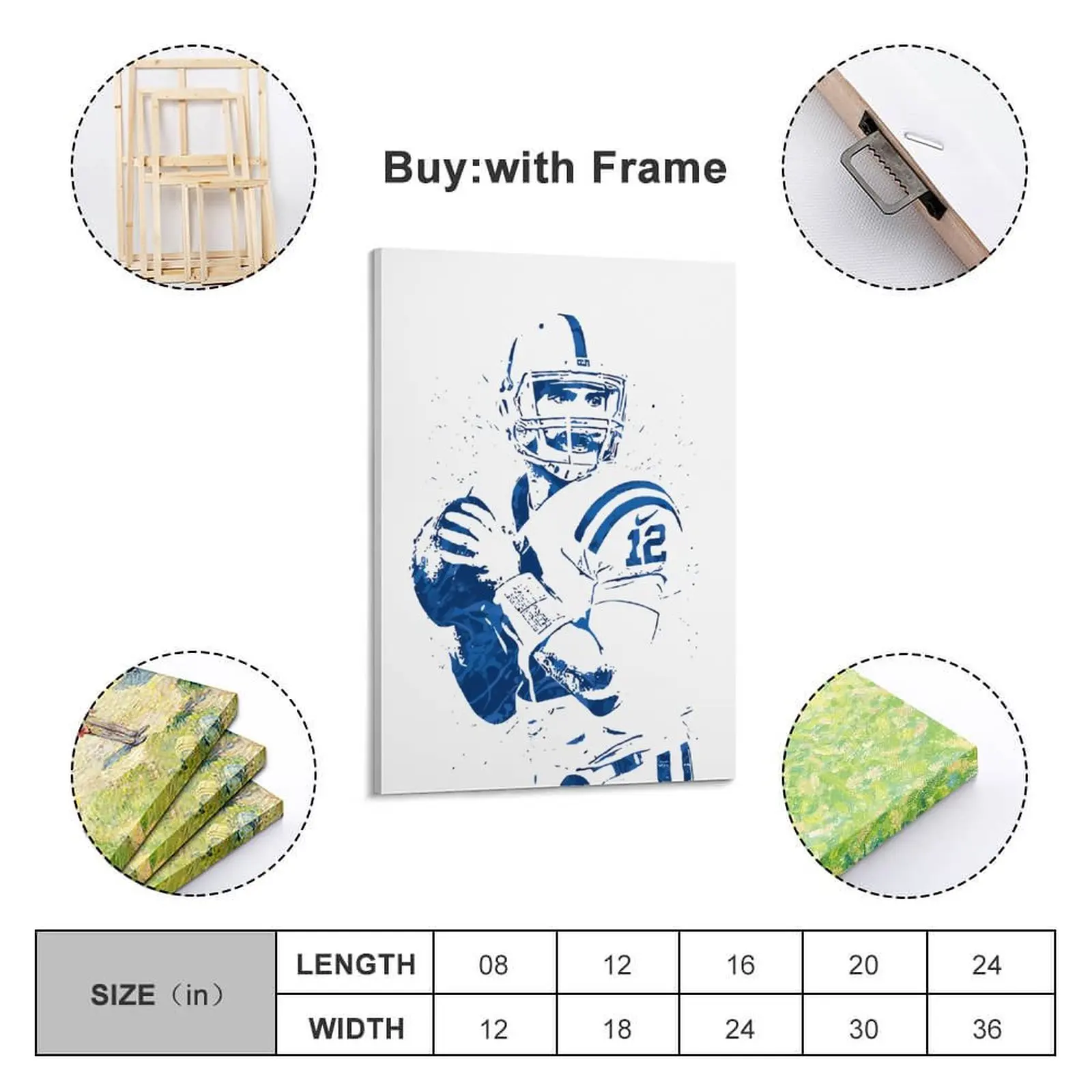 

Decor 12 Andrew Luck Print Painting Canvas Hang A Picture for Living Room Wall Room Posters With Frame Modern Home