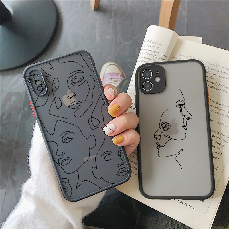

Funny Abstract Art Lines Fashion Phone Cases Cartoon Women Cover For iphone 13 11 12 Pro Max SE 2020 7 8 Plus XR XS XS MAX Coque