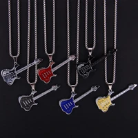 new trend rock band guitar pendant fashion personality couple accessories necklace color music instrument pendant