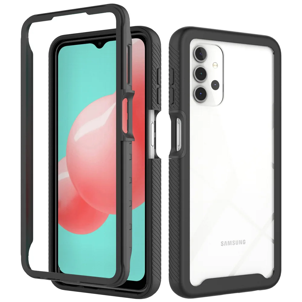 

For Samsung Galaxy A72 4G 5G Case Soft Bumper + Crystal Case Clear Hard Back Panel Shockproof Cover For A12 A32 A42 A52 4G 5G