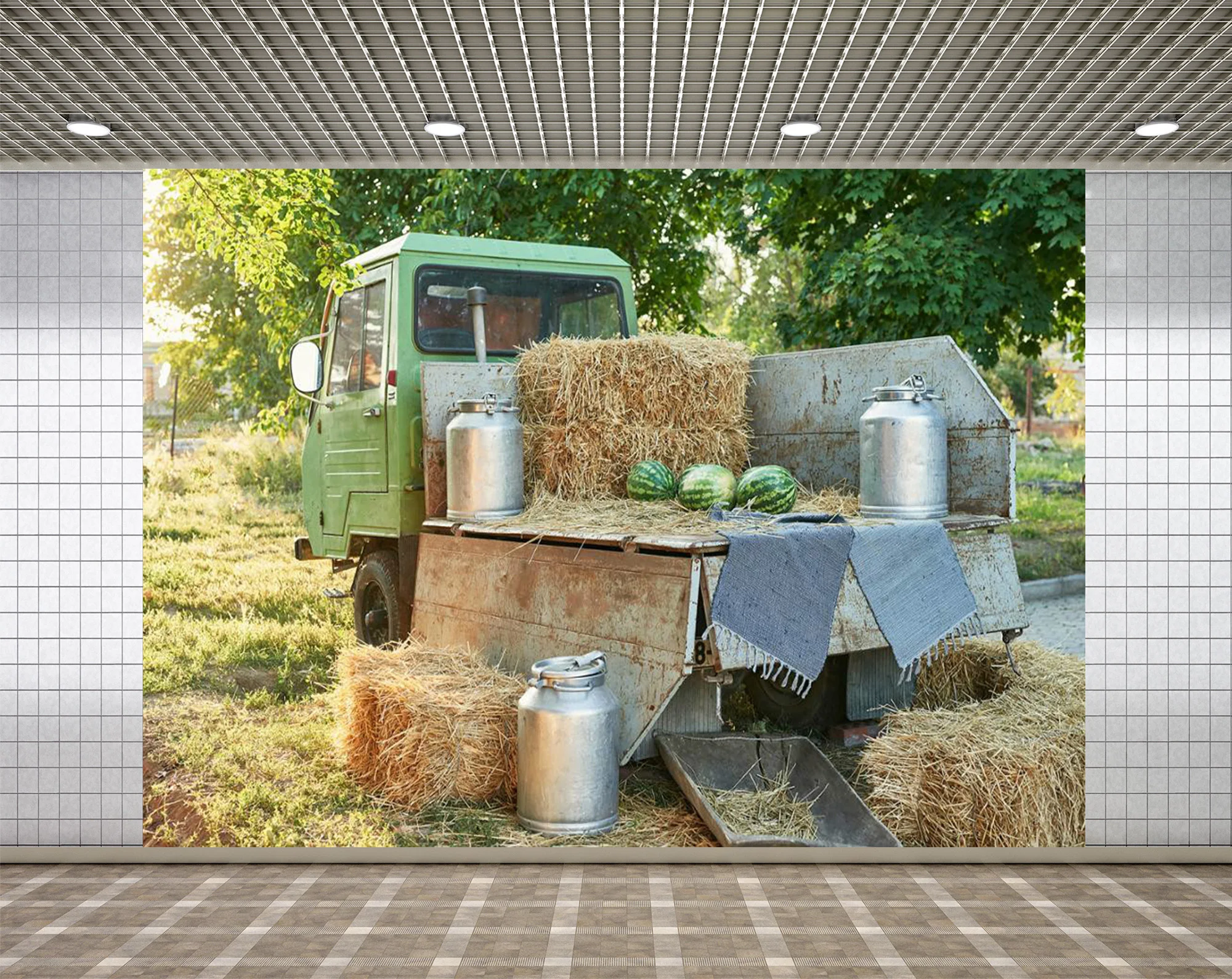 

Фотофон Lyavshi Farm фестиваль сбора урожая старинный грузовик сень тюк фото Фон Сельская деревня портрет Shoot Studio