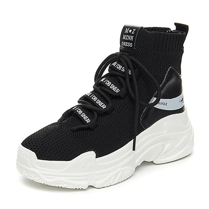 Женские кроссовки с рисунком акулы трикотажные дышащие носки модная обувь на