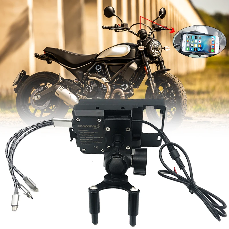 

For Ducati 899 959 1199 1299 PANIGALE 2012-2018 2014 2015 Mobile Phone USB Navigation Bracket Motorcycle USB Charging Mount