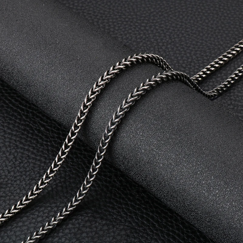 

HaoYi Vintage Stainless Steel Snake Chain Necklace For Men Fashion Oxidized Black Jewelry Accessories