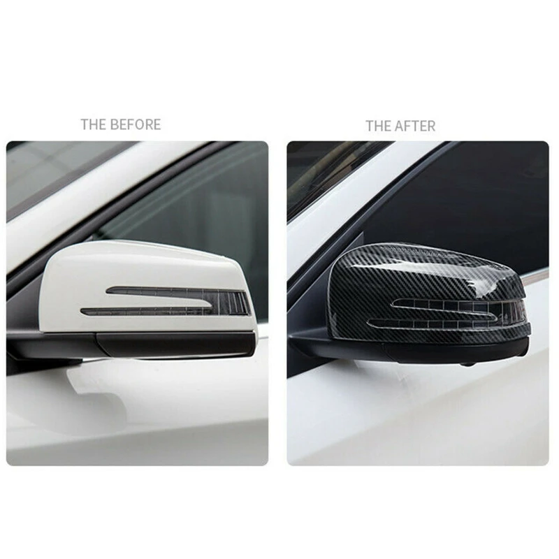 Carbon Fiber Side Rear View Mirror Cover Trim 2Psc for Mercedes Benz a CLA GLA GLK Class W176 W117 X156 X204