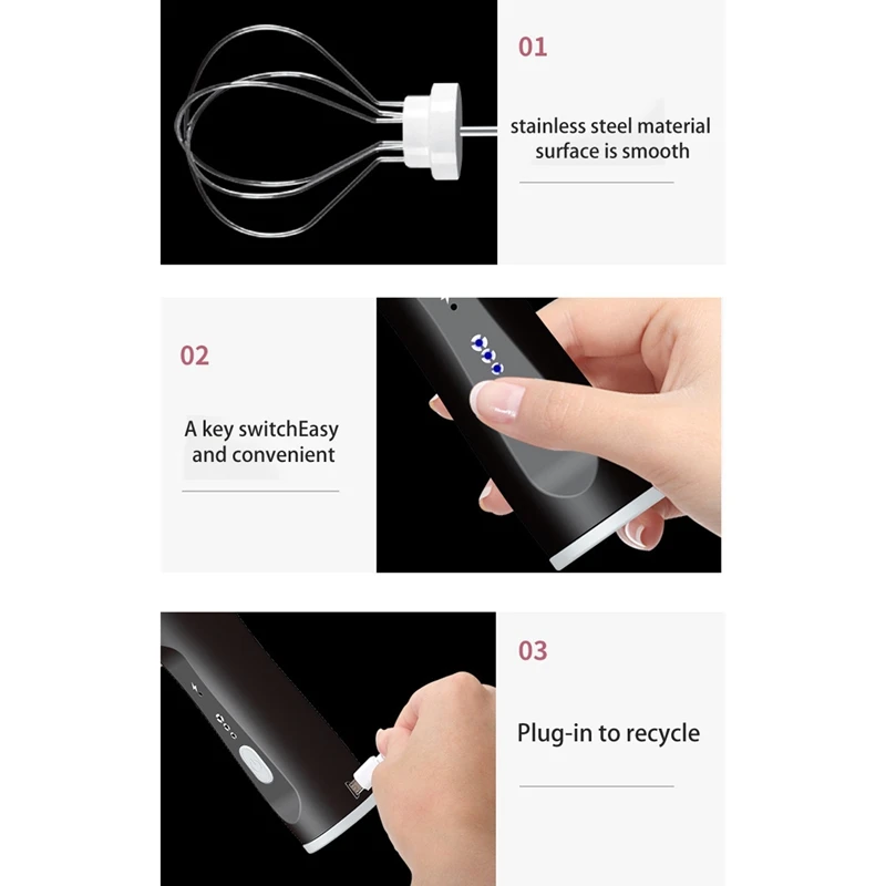 

USB Milk Frother Drink Coffee Whisk Mixer,Mini Electric Egg Beater Blender Foamer Handle Stirrer Kitchen Cook Tool