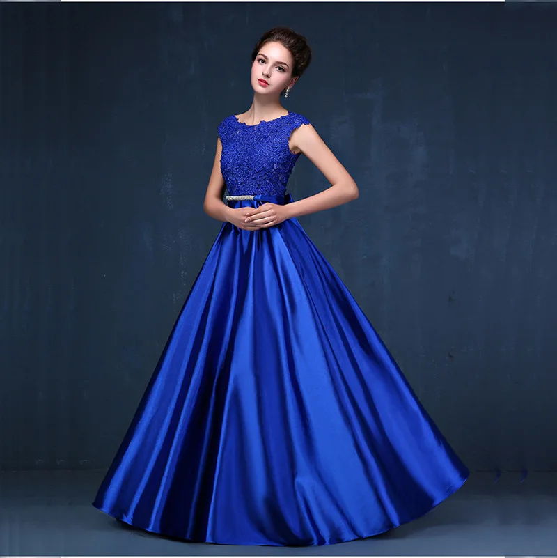 Royal blue Вечерние платья Длинные женские атласные платья размера плюс вечерние платья вина для свадьбы robe de soiree vestidos de festa longo - Цвет: Royal blue